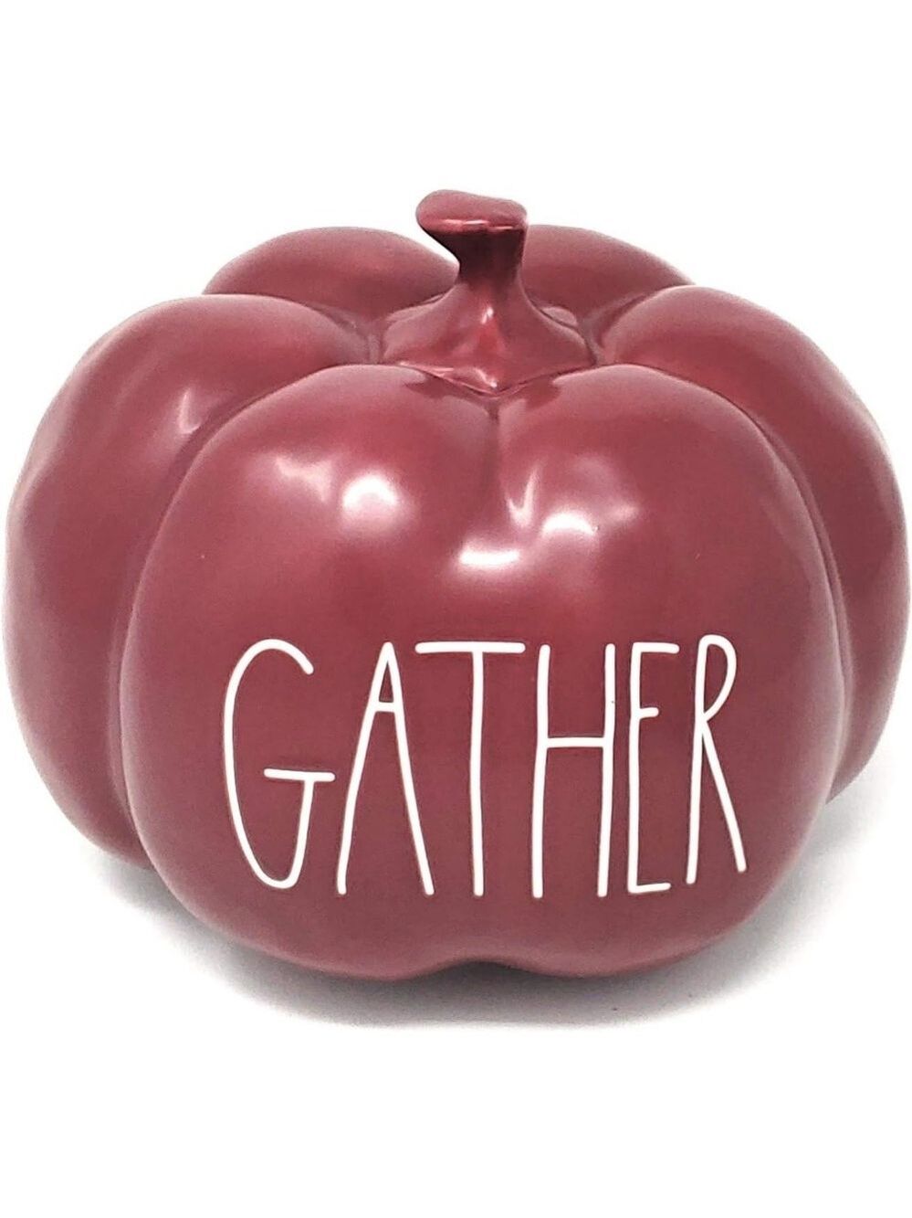 RAE DUNN CERAMIC GATHER PUMPKIN MAGENTA COLLECTION IN BURGUNDY NEW! - Picture 2 of 5